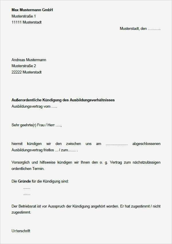 Vorlage Kündigung Arbeitgeber Word Kündigung Vorlage