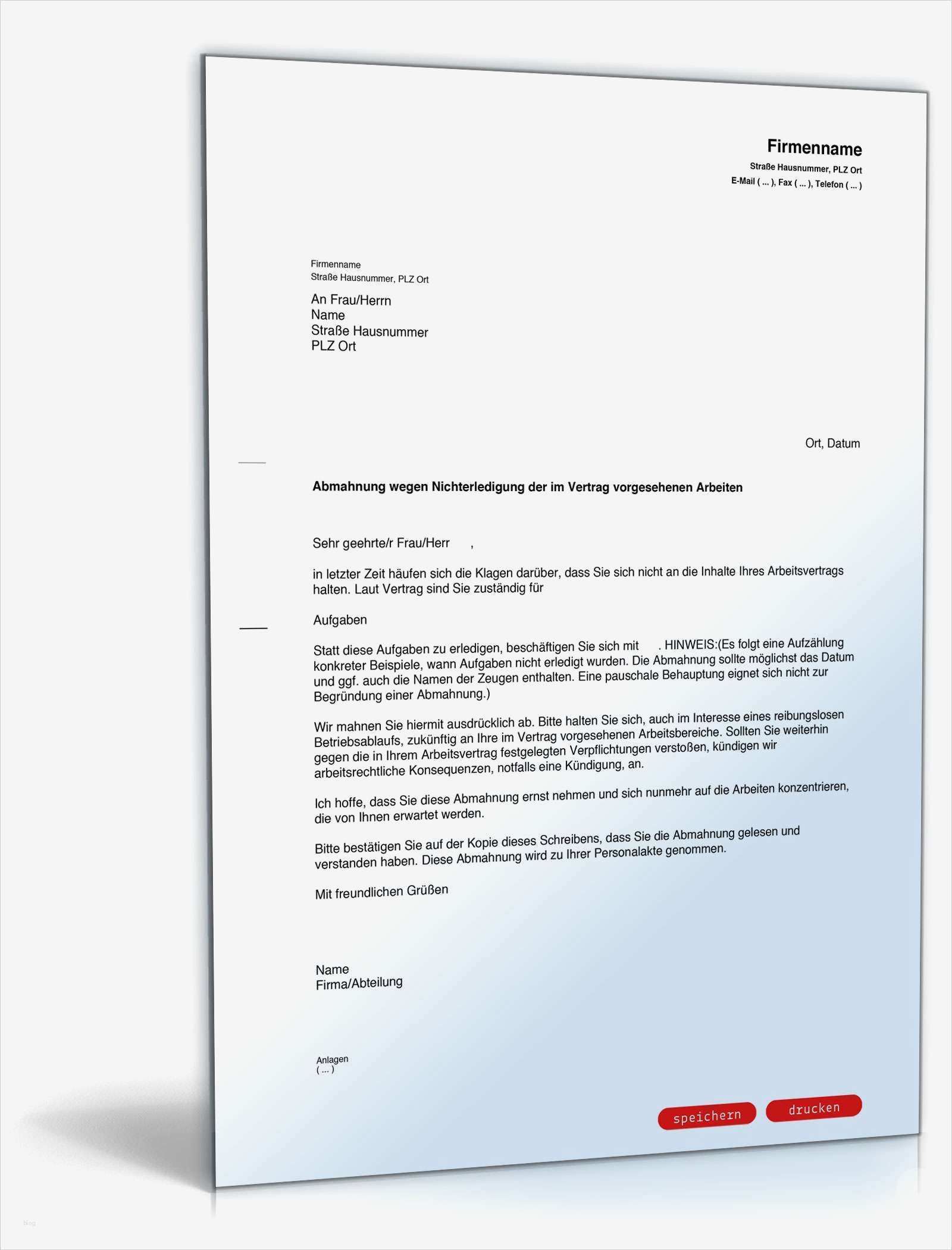 Arbeitgeber Abmahnen Vorlage Elegant Abmahnung Nichterledigung Von Aufgaben
