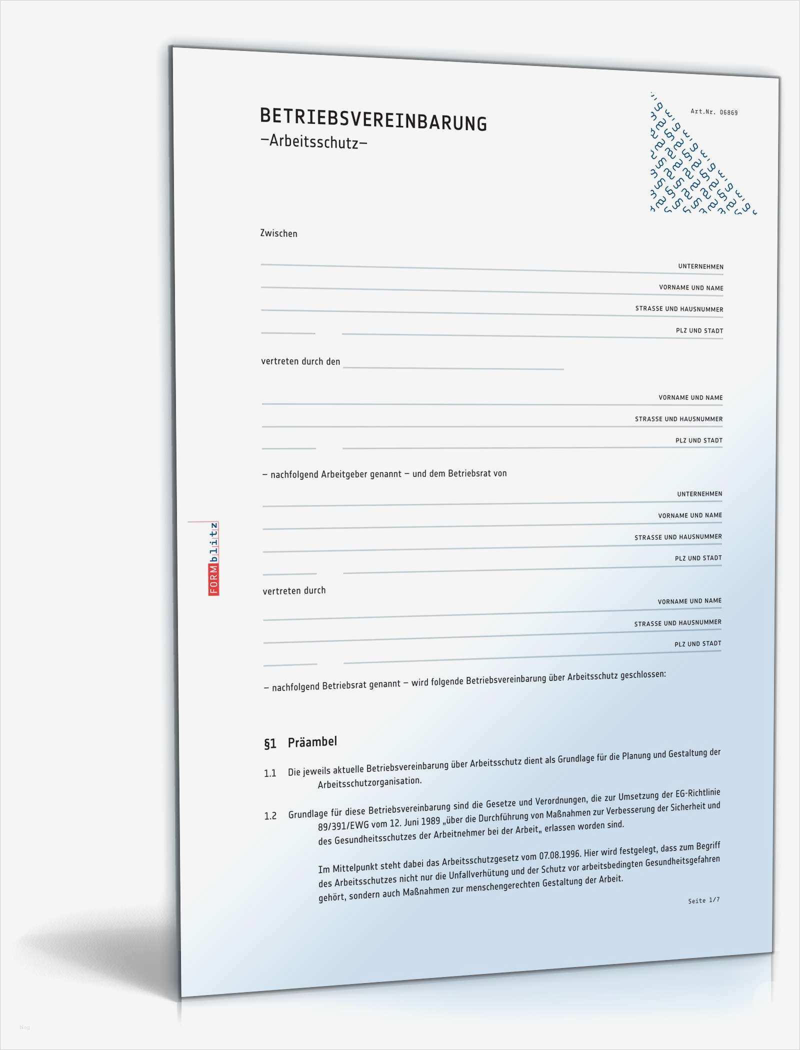 Arbeitsschutzbelehrung Vorlage Download Erstaunlich Betriebsvereinbarung Arbeitsschutz