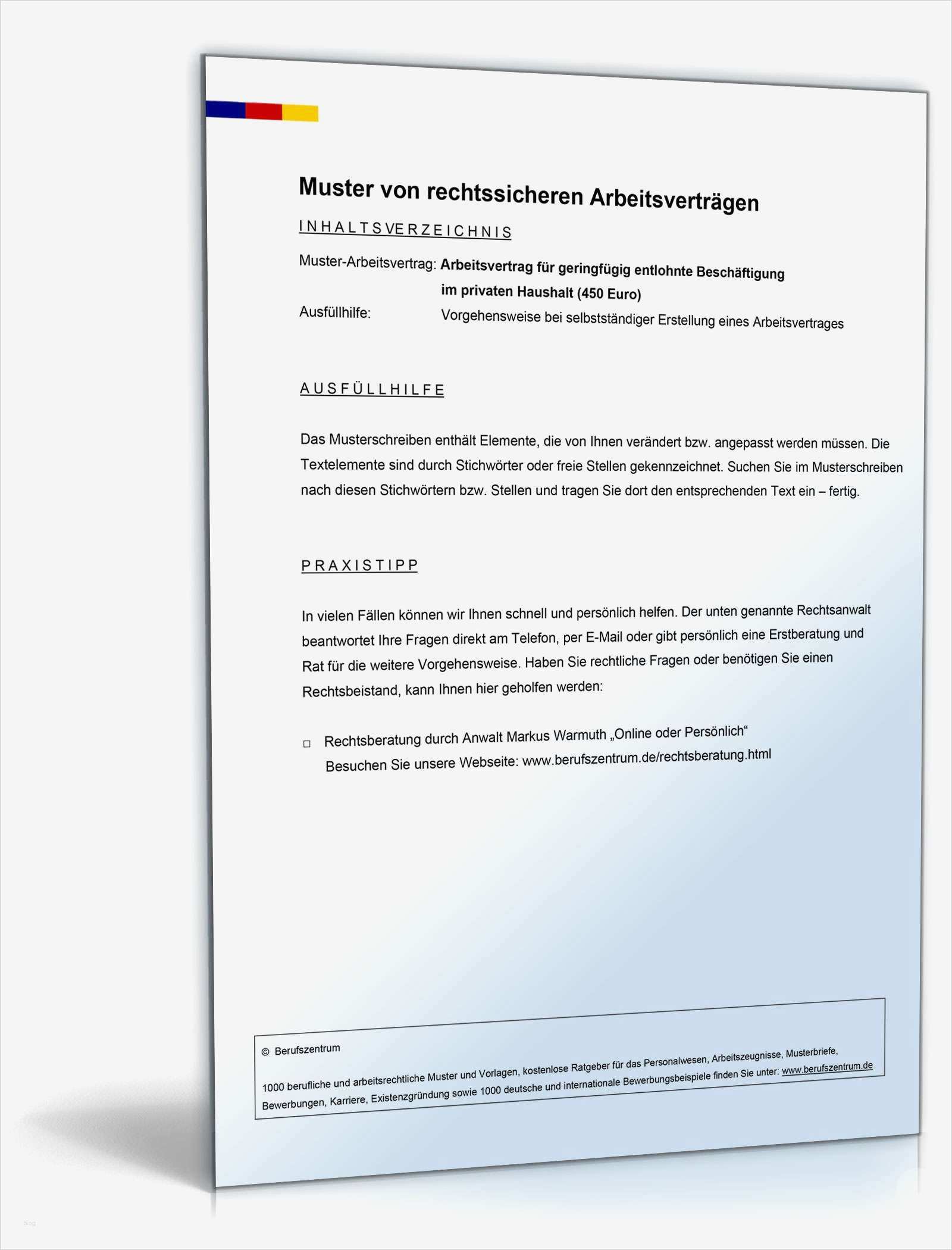 Arbeitsvertrag Minijob Vorlage Kostenlos Luxus Arbeitsvertrag Minijob Privater Haushalt