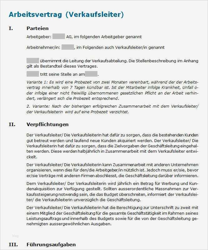 Arbeitsvertrag Vollzeit Unbefristet Vorlage Angenehm Arbeitsvertrag Verkaufsleiter Muster Zum Download
