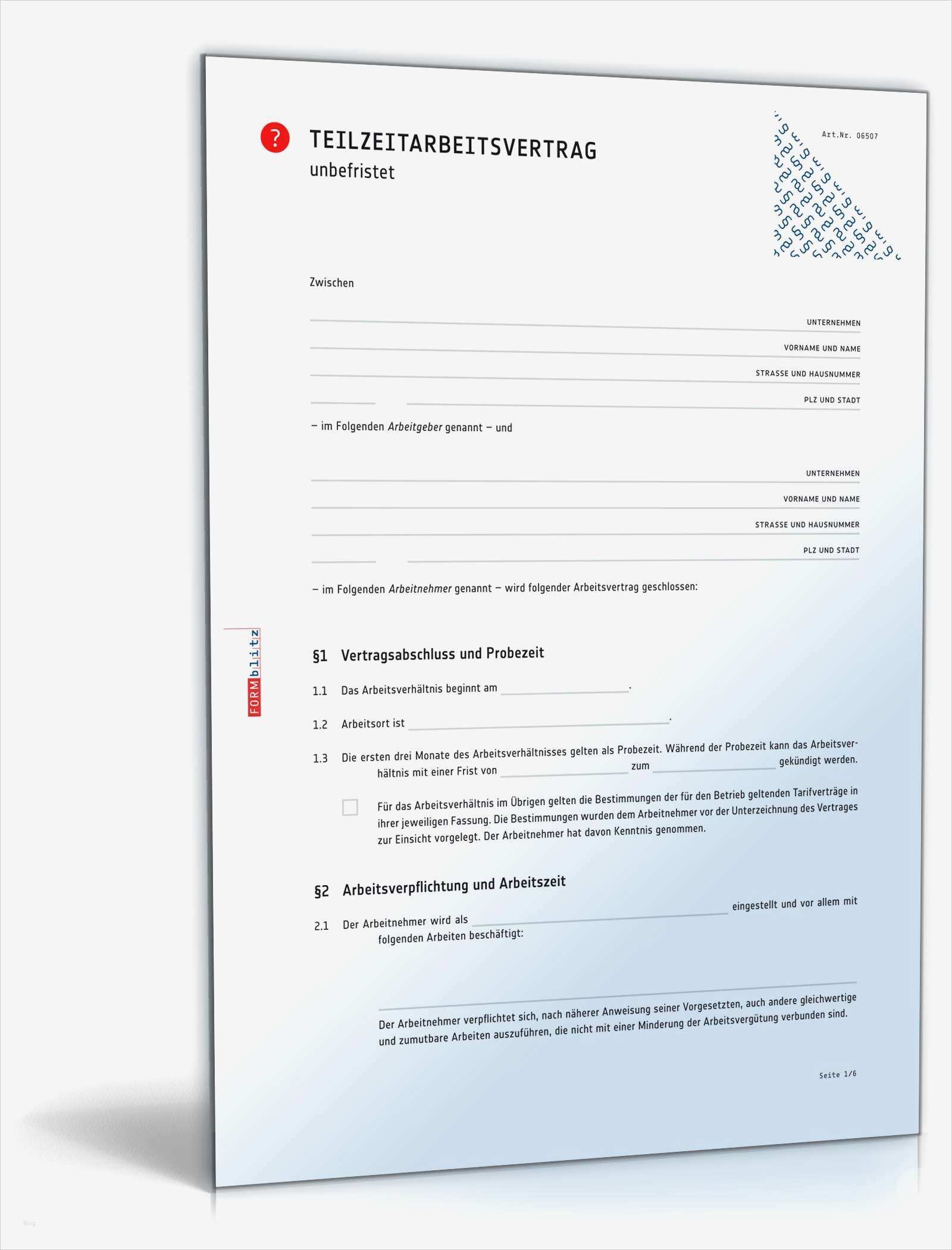 Arbeitsvertrag Vollzeit Unbefristet Vorlage Genial Unbefristeter Teilzeitarbeitsvertrag Mit Möglicher