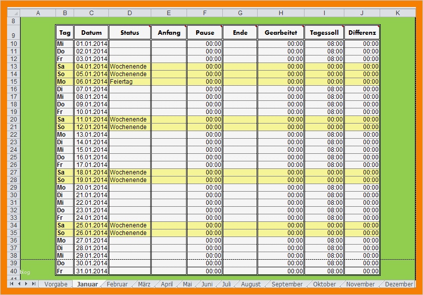 Arbeitszeitnachweis Vorlage Excel Einzigartig 9 Arbeitszeitnachweis Muster