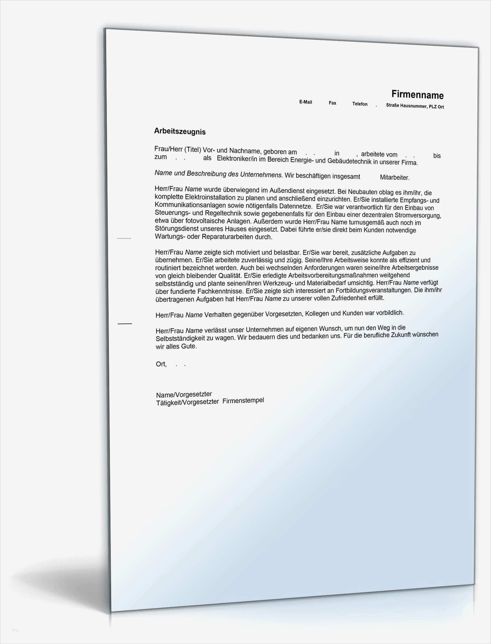 Arbeitszeugnis Elektrotechniker Vorlagen Wunderbar Arbeitszeugnis Elektroniker Note Drei
