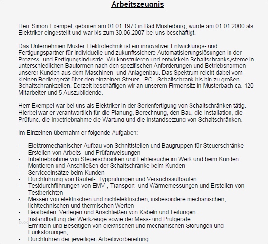 Arbeitszeugnis Vorlage Pdf Erstaunlich Arbeitszeugnis Gut Elektriker Vorlage Zum Download