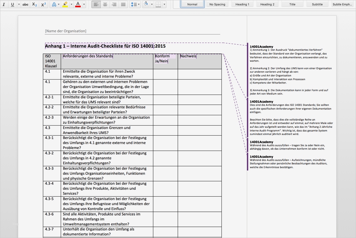 Auditprogramm Vorlage Kostenlos Beste iso 2015 Internes Audit toolkit