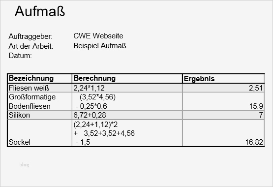 Aufmaß Vorlage Excel Beste Aufmass