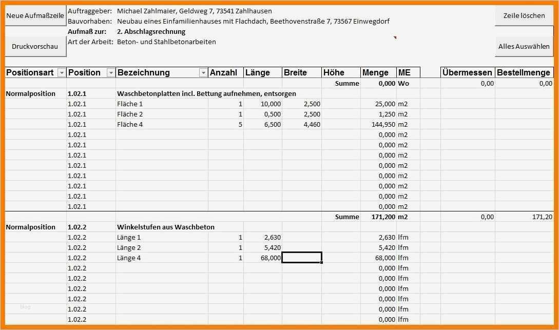 Aufmaß Vorlage Excel Fabelhaft 7 Aufmaß Vorlage