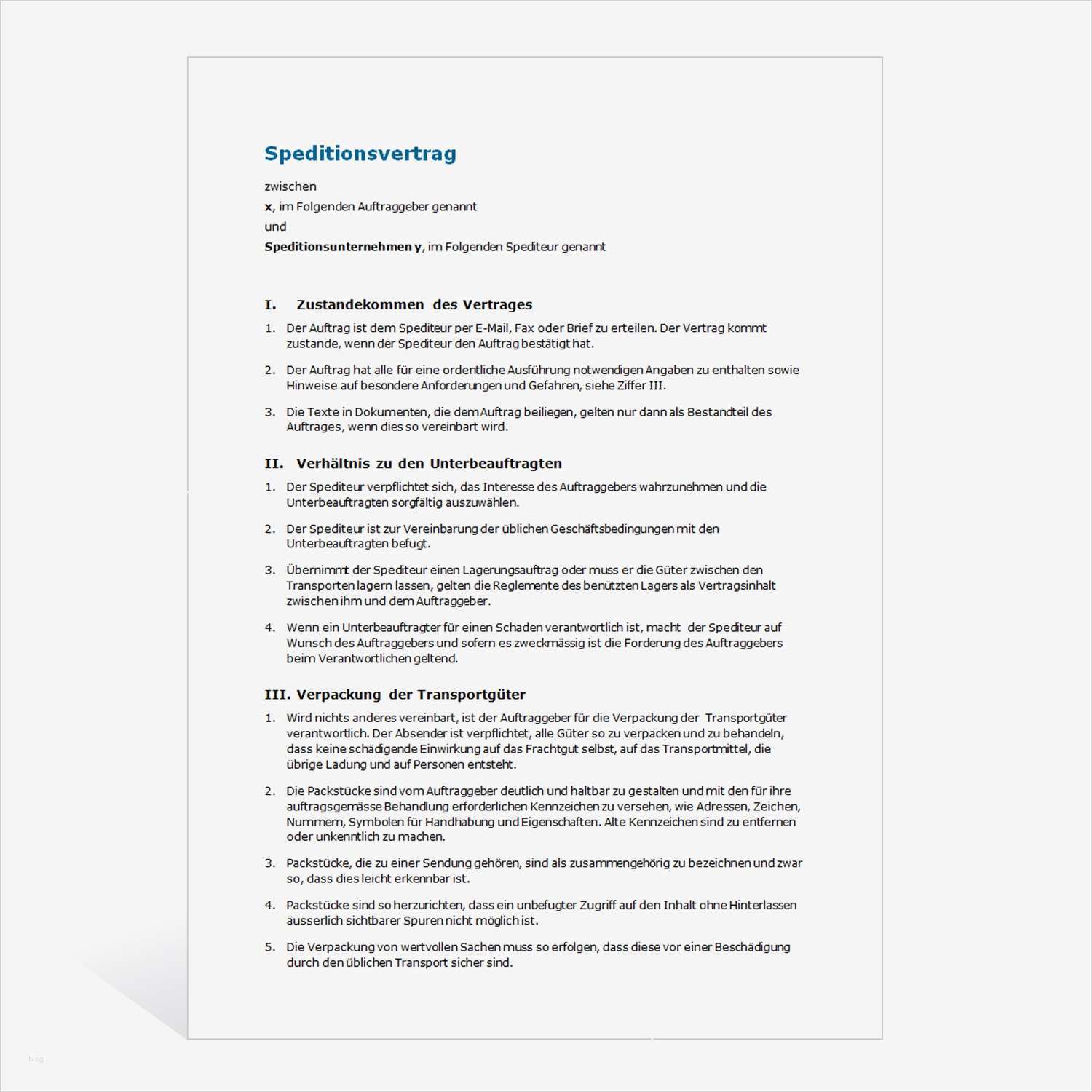 Auftrag Erteilen Vorlage Bewundernswert Muster Speditionsvertrag Weka