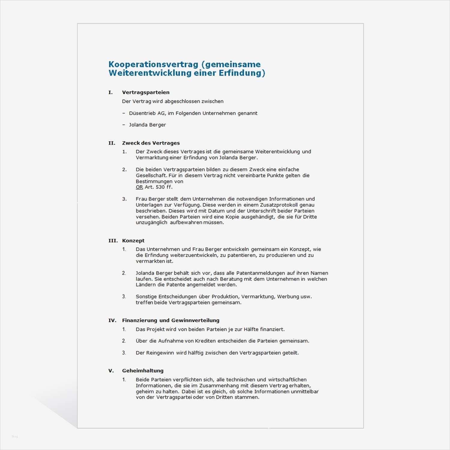 Auftrag Erteilen Vorlage Hübsch Muster Kooperationsvertrag F&e