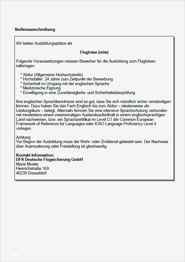 Ausbildung Bewerbung Vorlagen Cool Bewerbung Fluglotse Ausbildung sofort Download