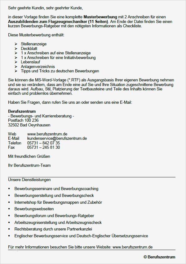 Ausbildung Bewerbung Vorlagen Elegant Bewerbung Flugzeugmechaniker Ausbildung sofort Download