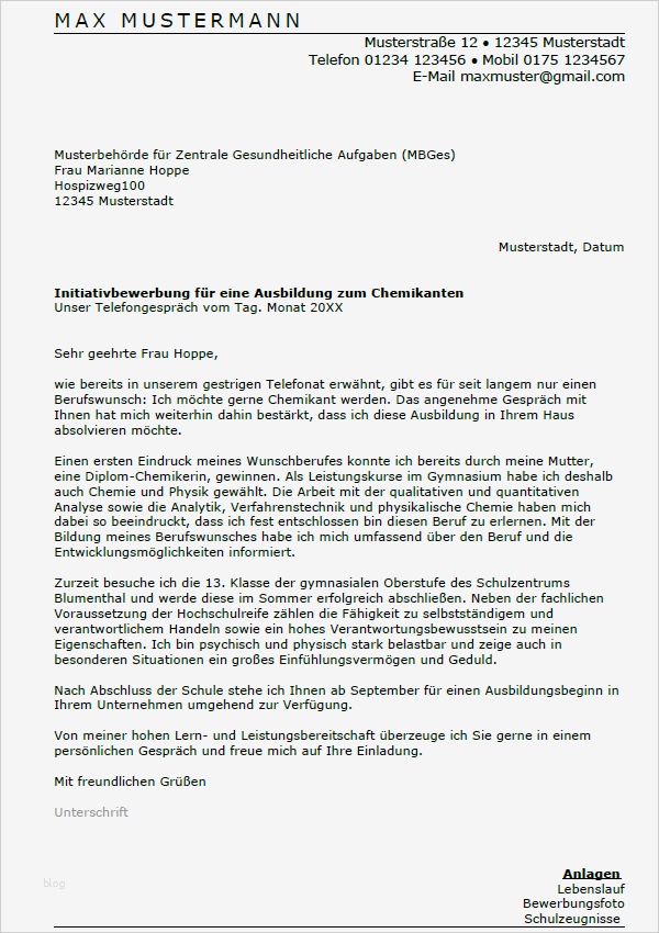 Ausbildung Bewerbung Vorlagen Erstaunlich Bewerbung Chemiekant Ausbildung sofort Download