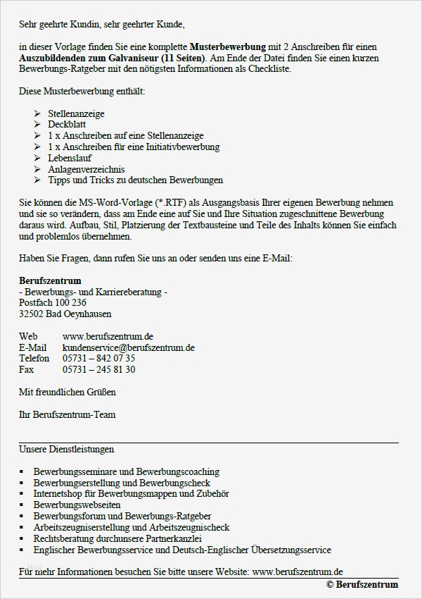 Ausbildung Bewerbung Vorlagen Schön Bewerbung Galvaniseur Ausbildung sofort Download