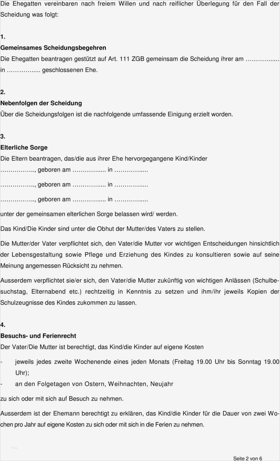 Außergerichtliche Einigung Vorlage Einzigartig Scheidungskonvention Muster St Gallen