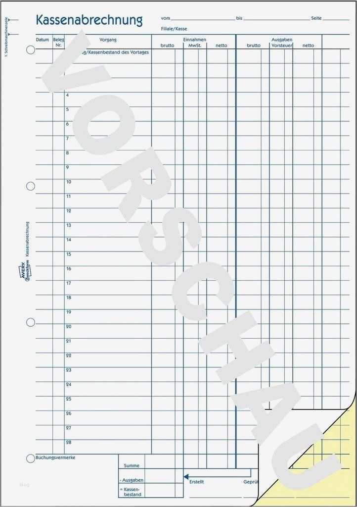 Avery Zweckform 3474 Vorlage Download Fabelhaft Kassenabrechnung 1757