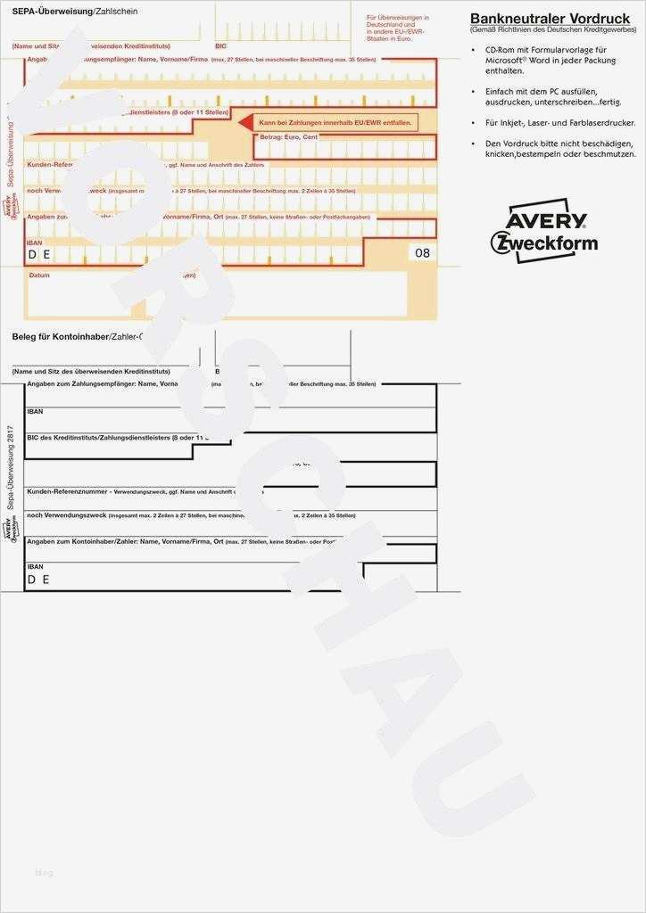Avery Zweckform Cd Etiketten Vorlage Wunderbar Sepa Überweisung 2817