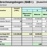 Bab Excel Vorlage Hübsch Betriebsabrechnungsbogen Bab