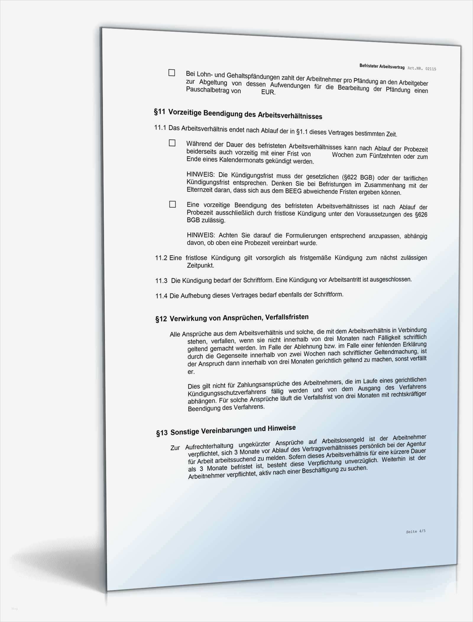 Beendigung Arbeitsverhältnis Vorlage Hübsch Befristeter Arbeitsvertrag Rechtssicheres Muster Zum Download