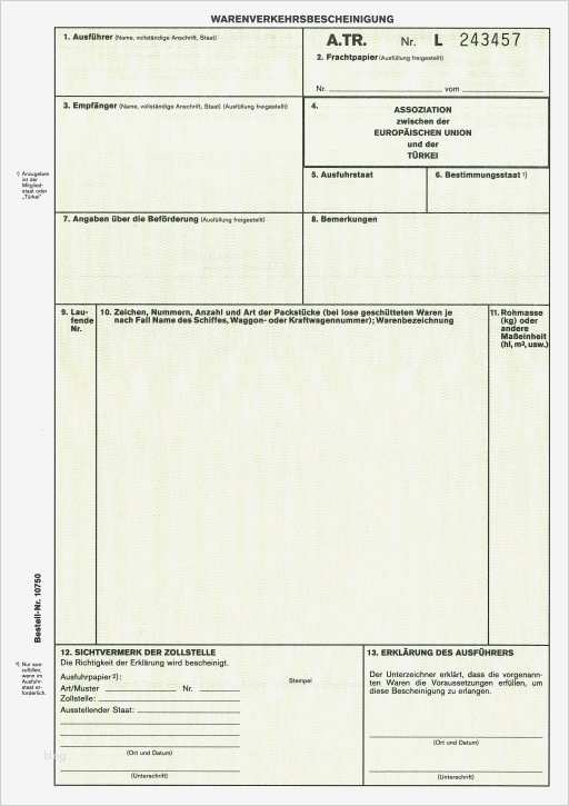 Beförderungspapier Adr Vorlage Download Best Of Warenverkehrsbescheinigung Für Türkei 2 Fach Für