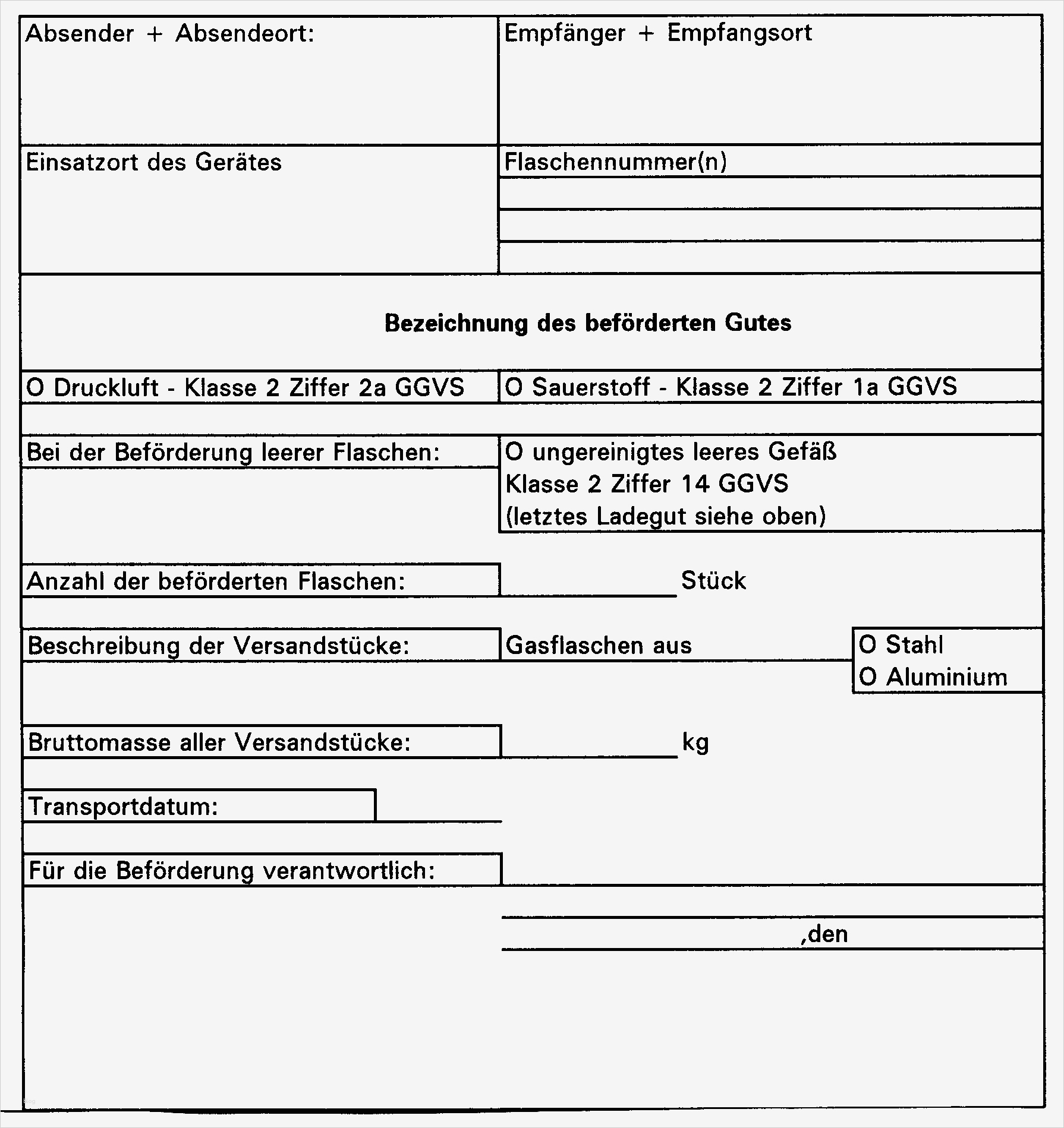 Beförderungspapier Adr Vorlage Download Cool formulare