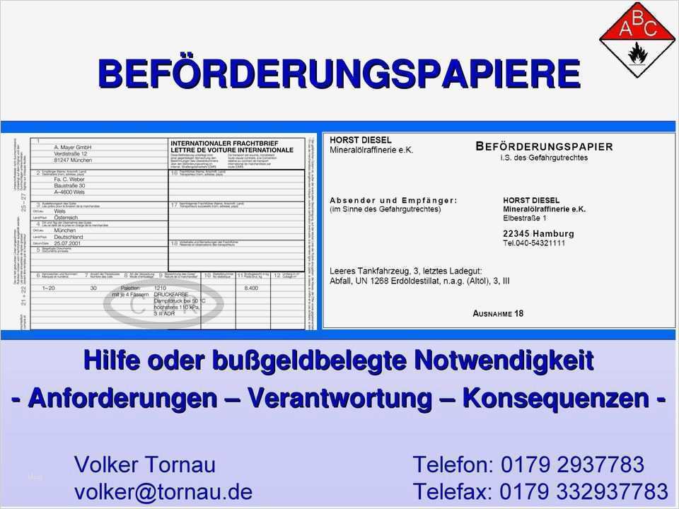Beförderungspapier Adr Vorlage Download Elegant BefÖrderungspapiere Hilfe Oder Bußgeldbelegte