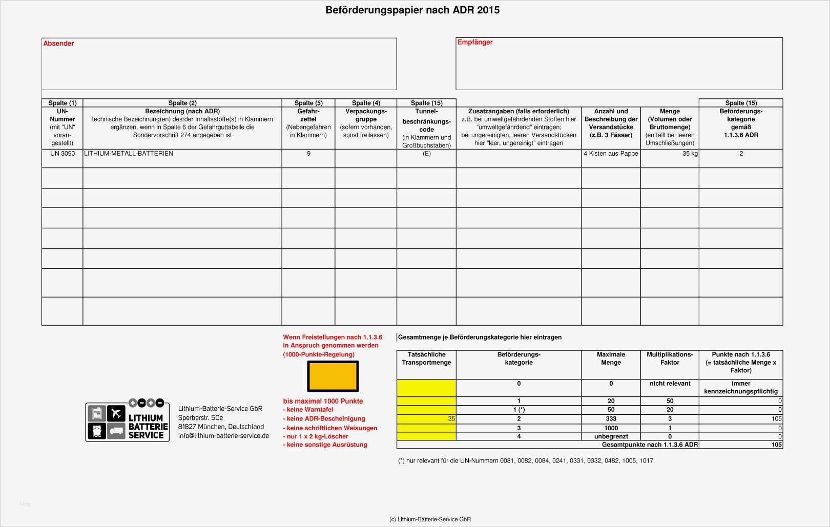 Beförderungspapier Adr Vorlage Wunderbar so Funktionierts