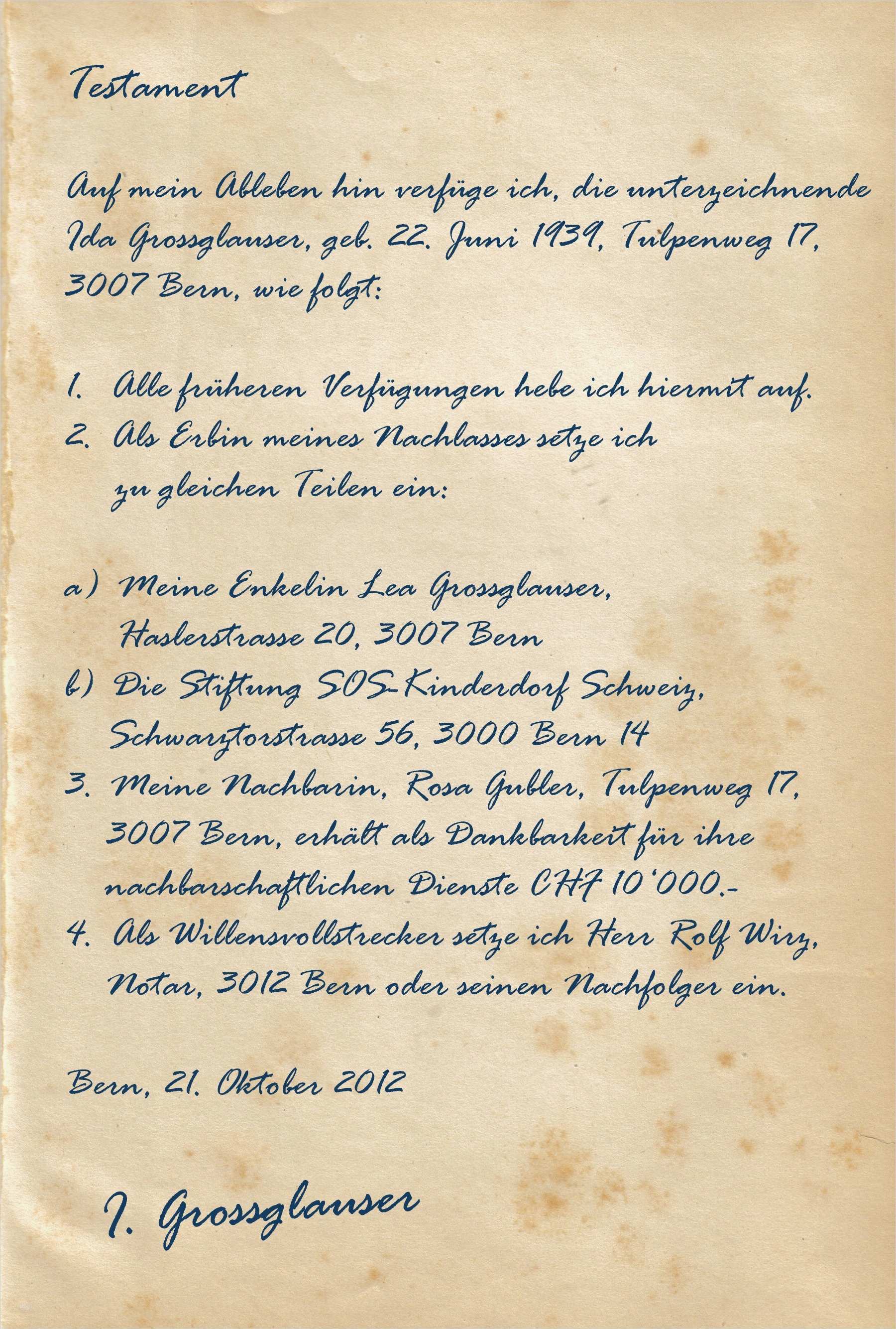 Berliner Testament Vorlage Kinderlos Cool Testament Erbschaft Nachlass sos Kinderdorf Schweiz