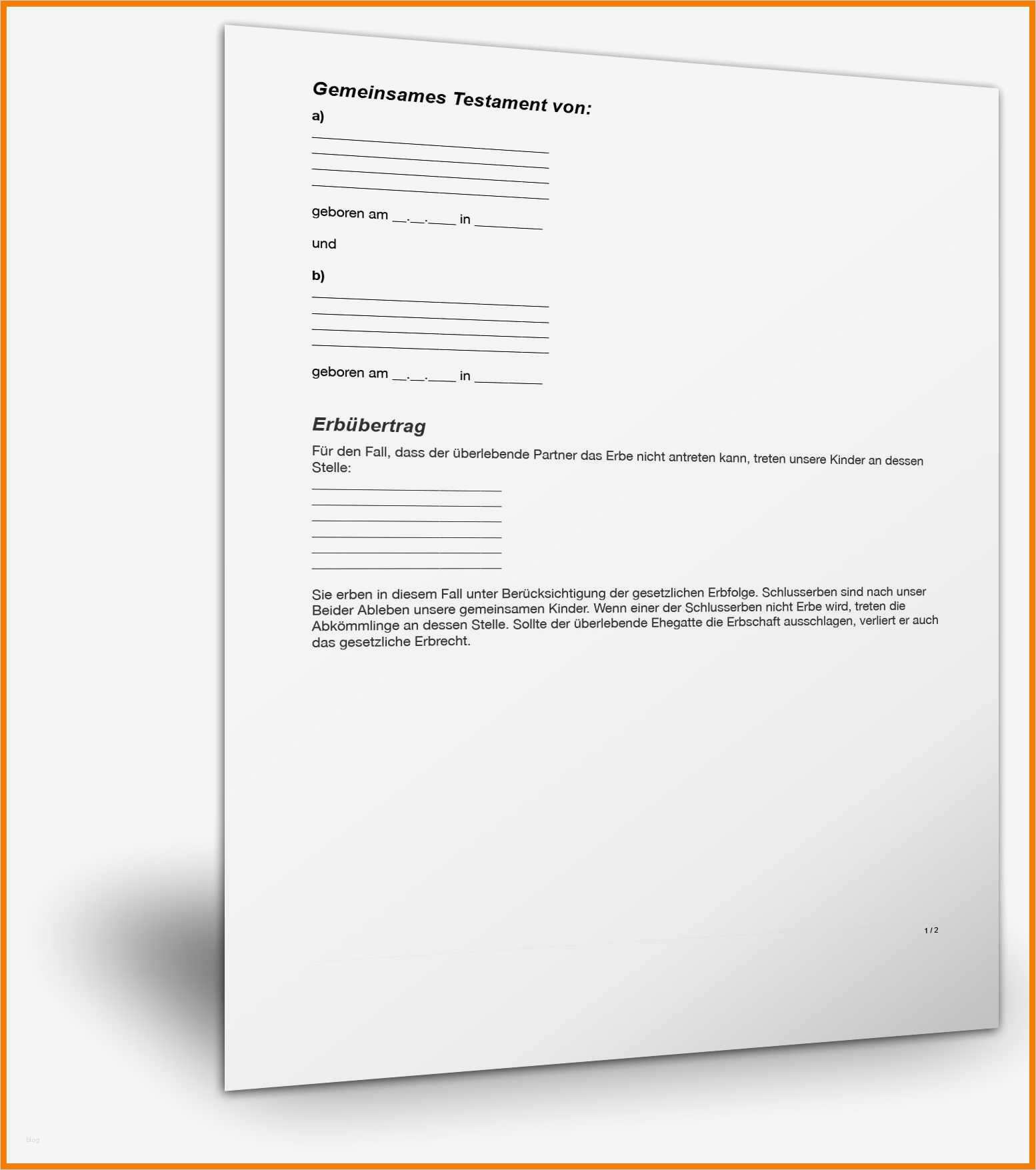 Berliner Testament Vorlage Kinderlos Genial 12 Vorlage Berliner Testament