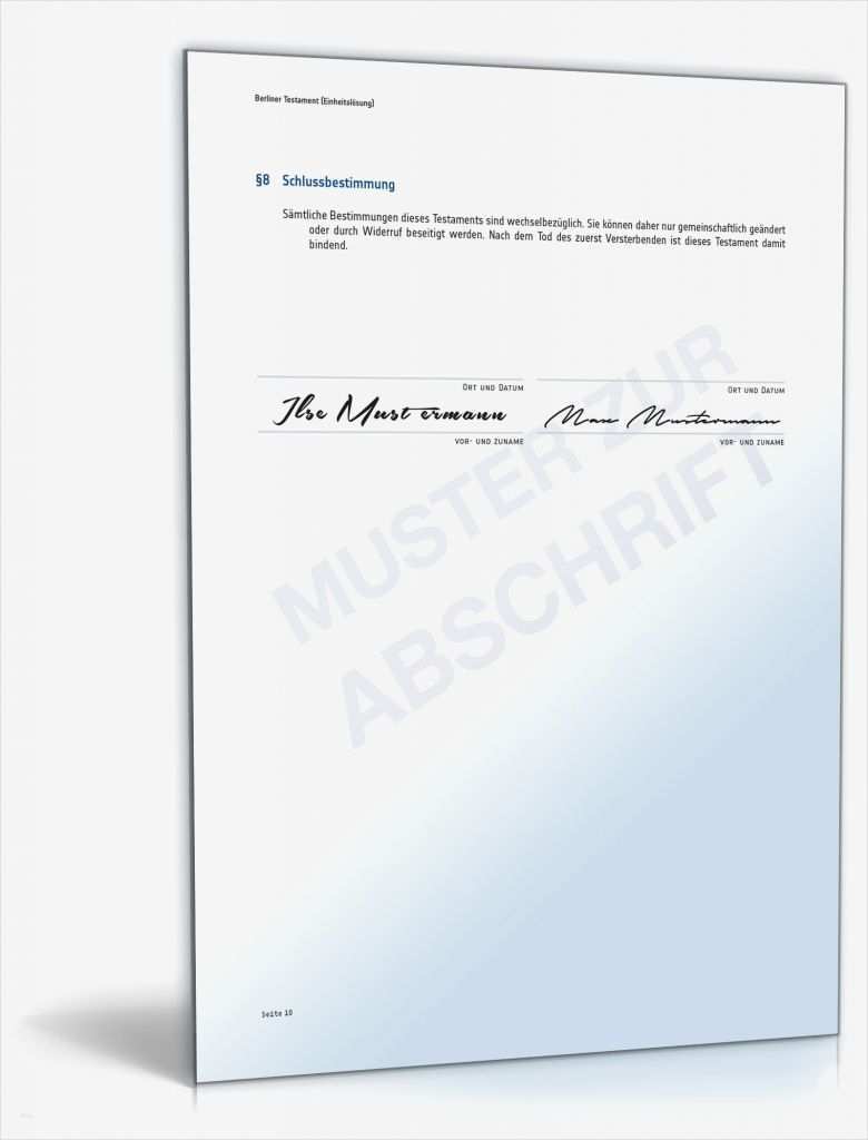 42 Elegant Berliner Testament Vorlage Kinderlos Bilder 1 Berliner Testament Vorlage Kinderlos Großartig Berliner Testament Vorlage Für Handschriftliches Testament
