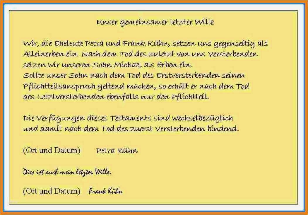 Berliner Testament Vorlage Kinderlos Hübsch 12 Vorlage Berliner Testament