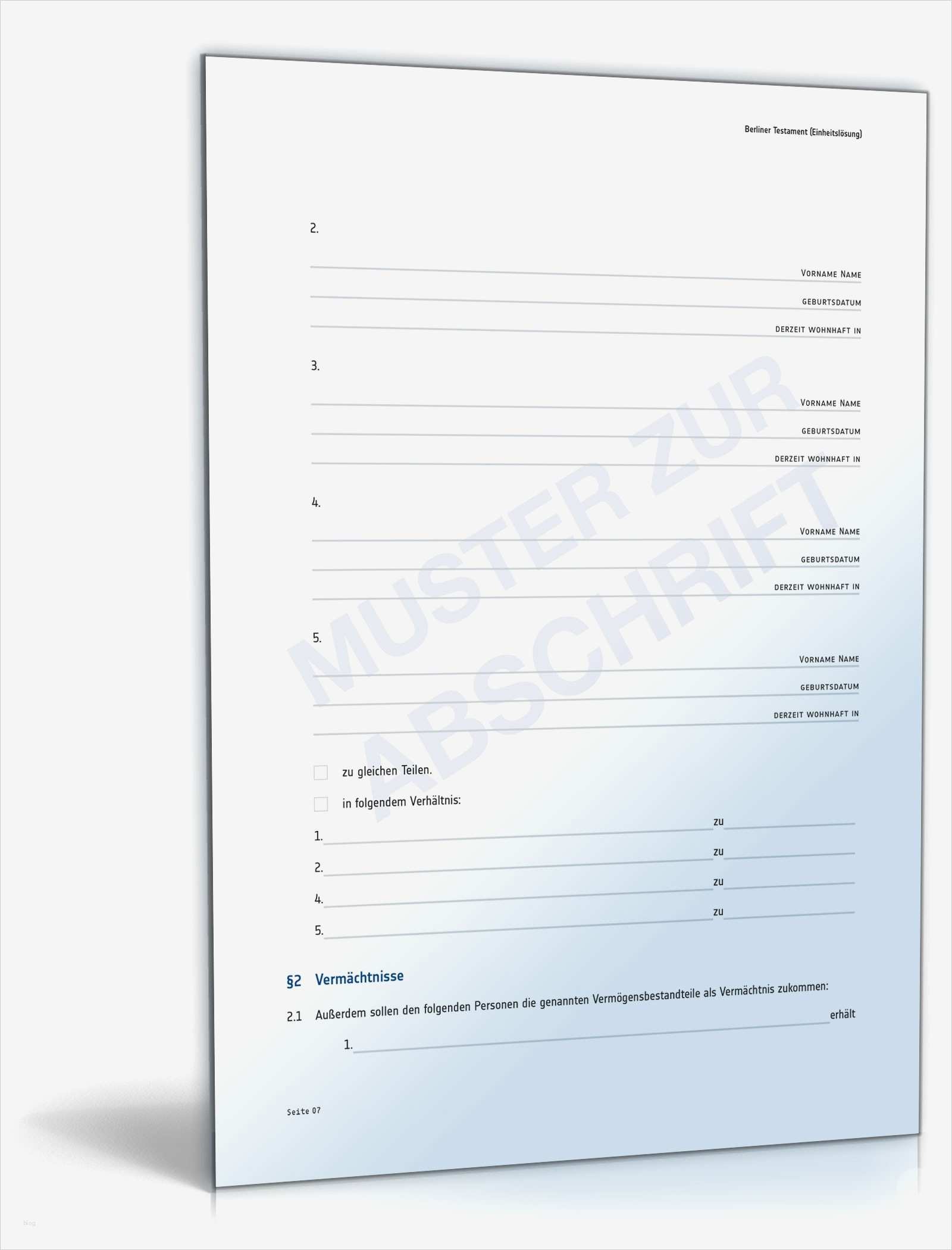 Berliner Testament Vorlage Kinderlos Neu Berliner Testament Vorlage Für Handschriftliches Testament