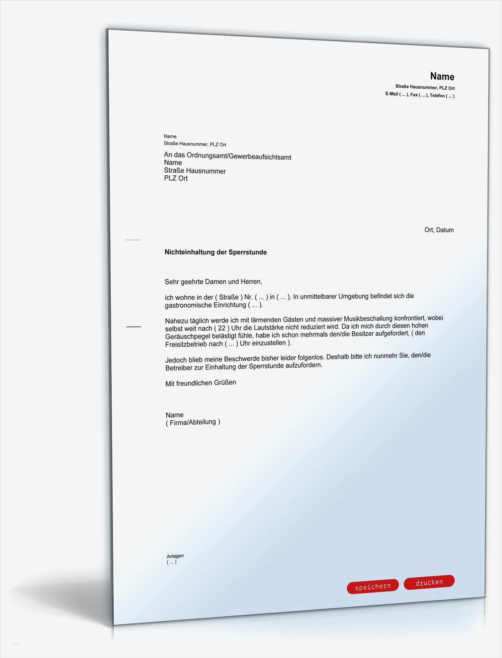 Beschwerde Kindergarten Vorlage Best Of Beschwerde über Gaststätte Sperrstunde Muster Vorlage