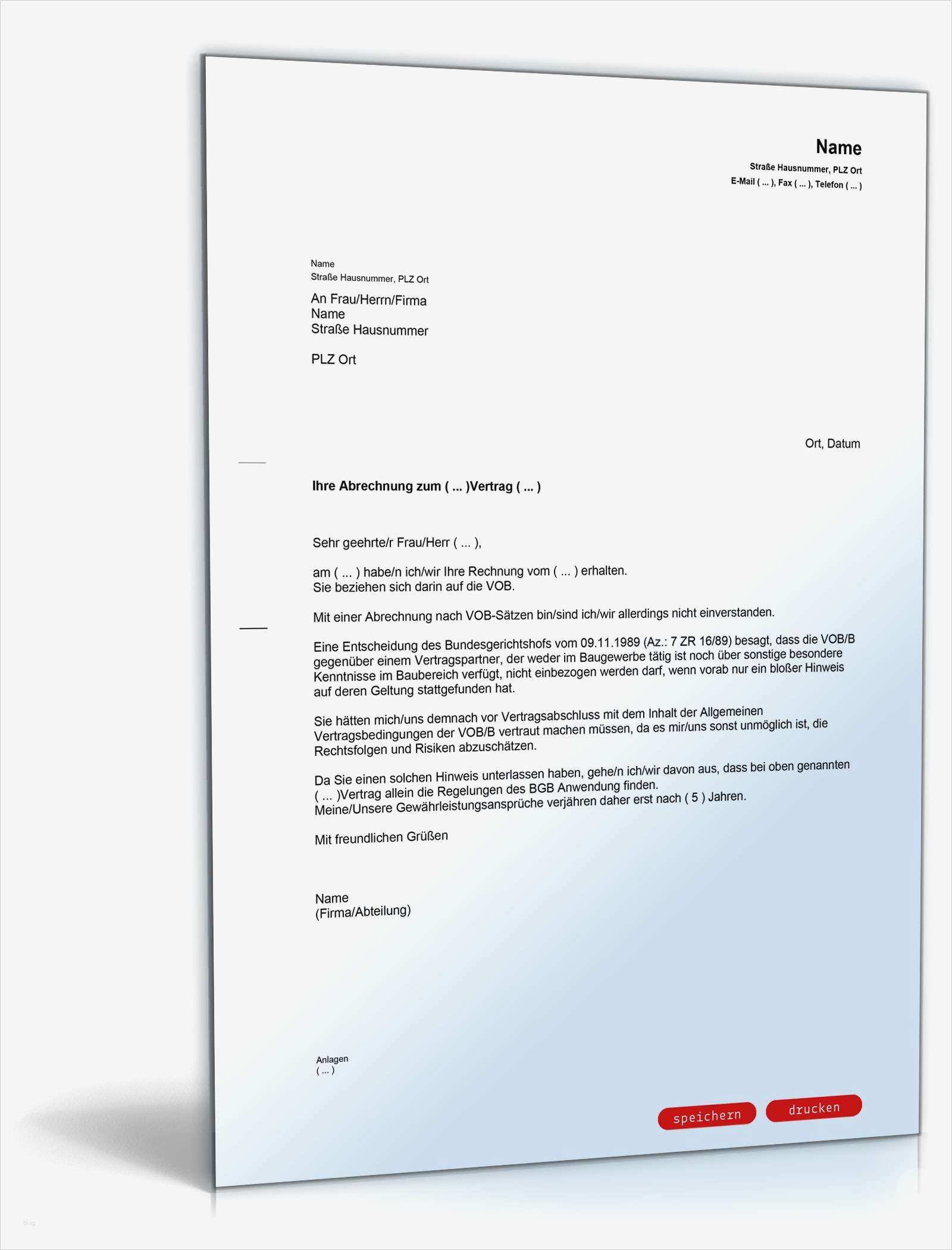 Beschwerde Kindergarten Vorlage Wunderbar Beschwerde Wegen Abrechnung Nach Vob Muster Vorlage Zum