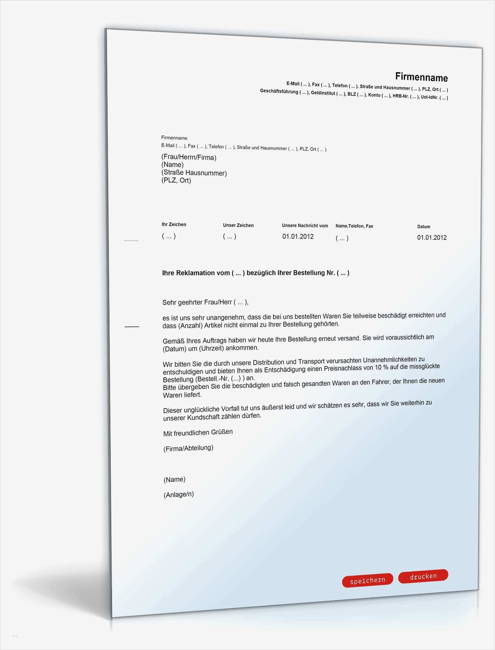 Bestellung Fremdfirmenkoordinator Vorlage Elegant Preisnachlass Angebot Nach Reklamation Muster Brief Zum