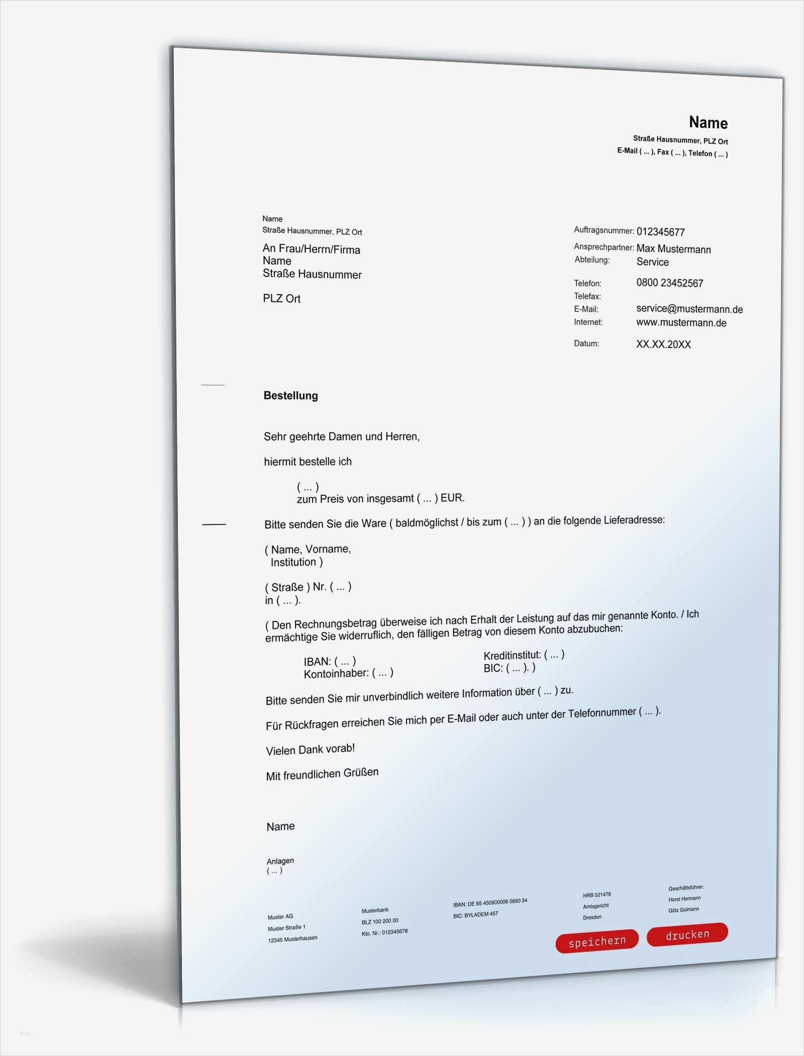 Bestellung Vorlage Muster Erstaunlich Bestellung