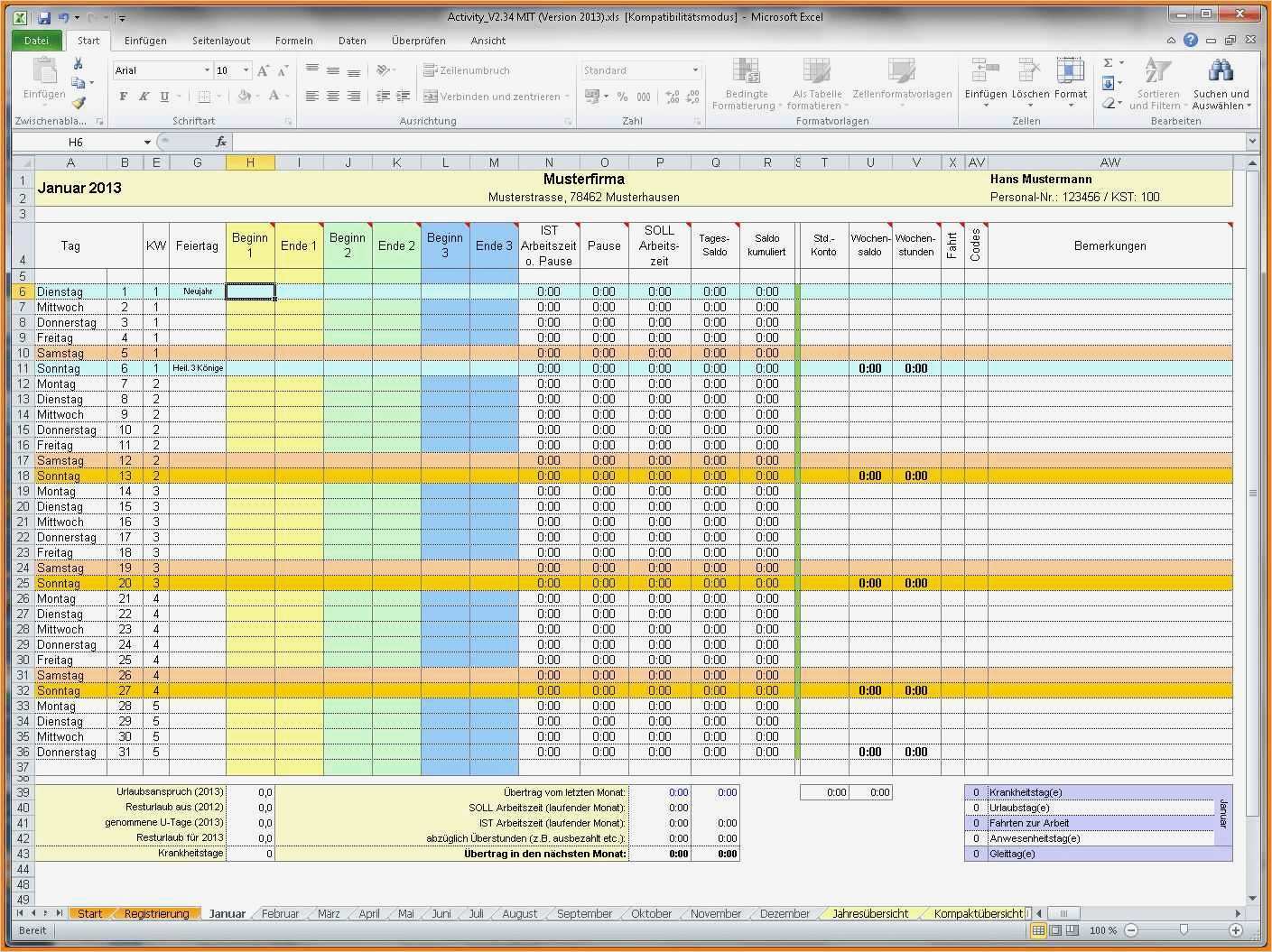 Bewerbermanagement Excel Vorlage Kostenlos Angenehm 7 Arbeitszeiterfassung Excel Kostenlos