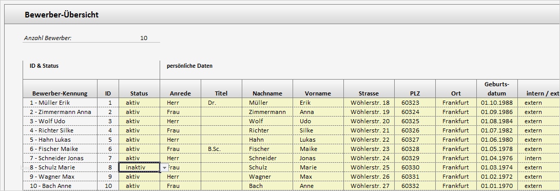 Bewerbermanagement Excel Vorlage Kostenlos Erstaunlich Bewerbermanagement tool
