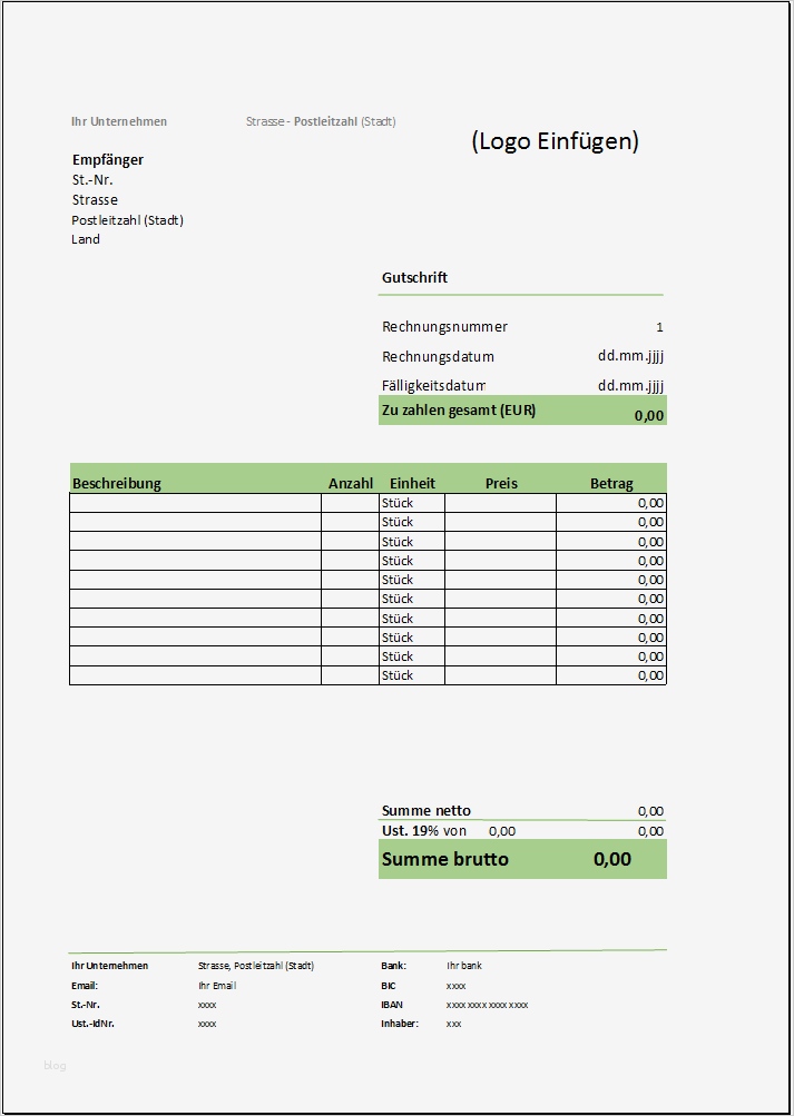 Bewerbermanagement Excel Vorlage Kostenlos Gut Kostenlose Gutschrift Vorlage Herunterladen