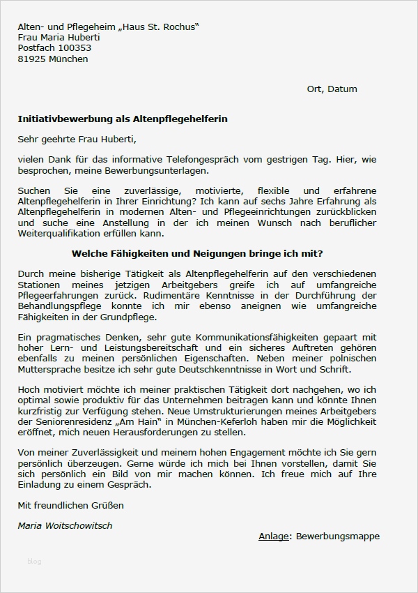 Bewerbung Als Altenpflegehelferin Vorlage Einzigartig Bewerbung Altenpflegehelferin Altenpflegehelfer