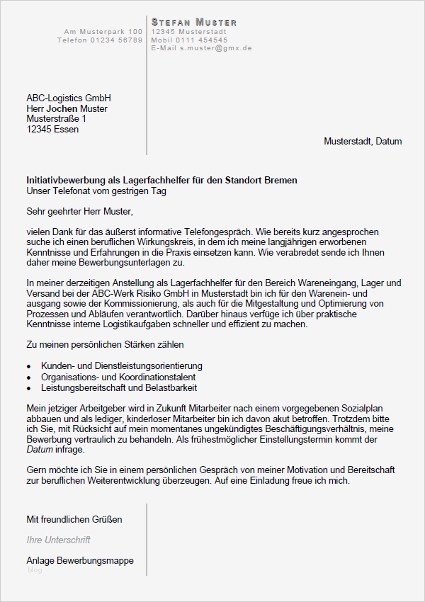 Bewerbung Als Fachlagerist Vorlage Inspiration Bewerbung Lagerfachhelfer Ungekündigt Berufserfahrung