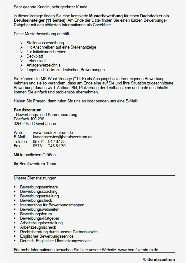 Bewerbung Als Geschäftsführer Vorlage Beste Bewerbung Dachdecker Berufseinsteiger sofort Download