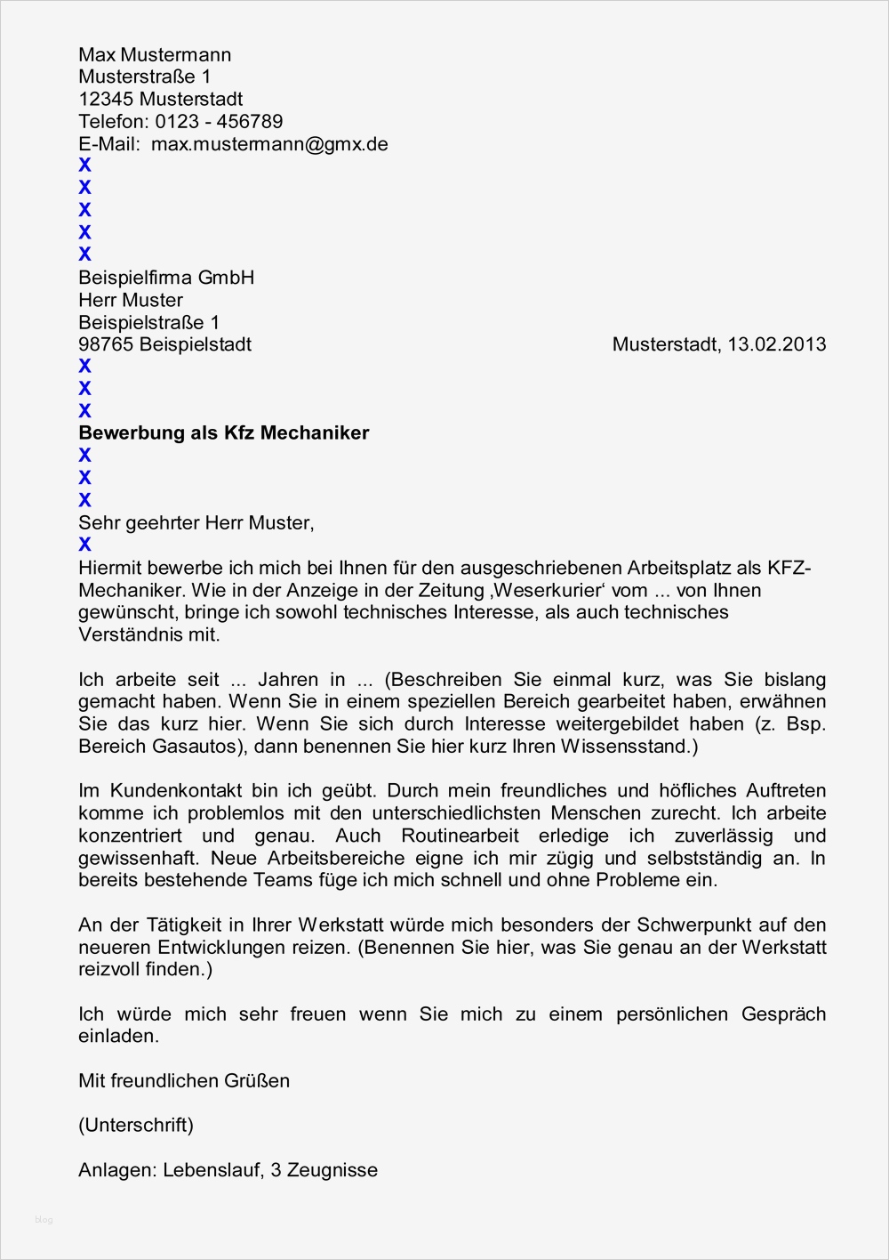 Bewerbung Als Mechatroniker Vorlage Bewundernswert 1x1 Mustervorlagen "k"