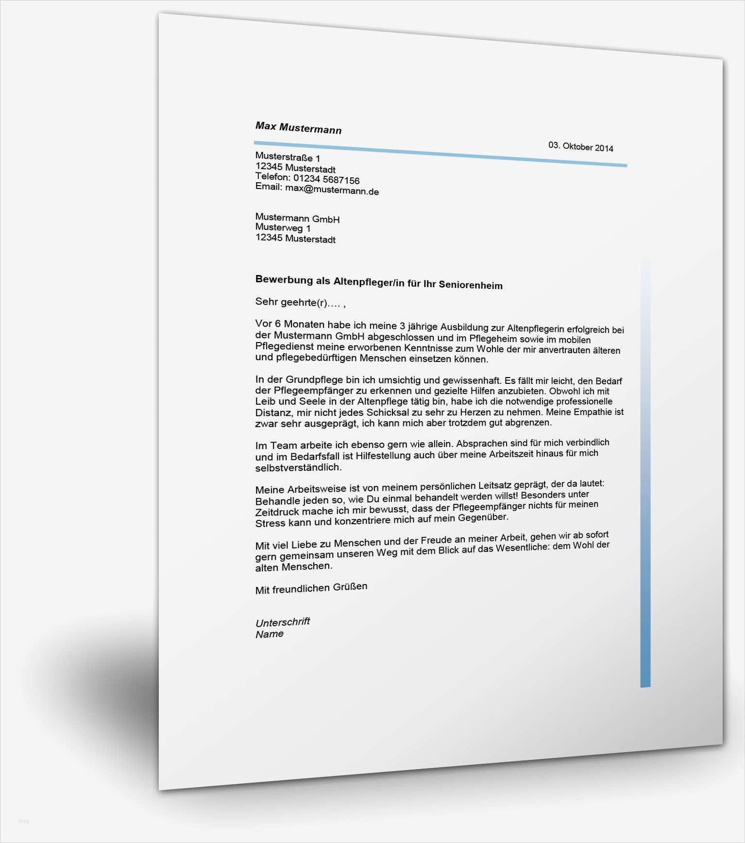 Bewerbung Altenpflegerin Vorlage Schön Bewerbung Als Altenpfleger Altenpflegerin Muster