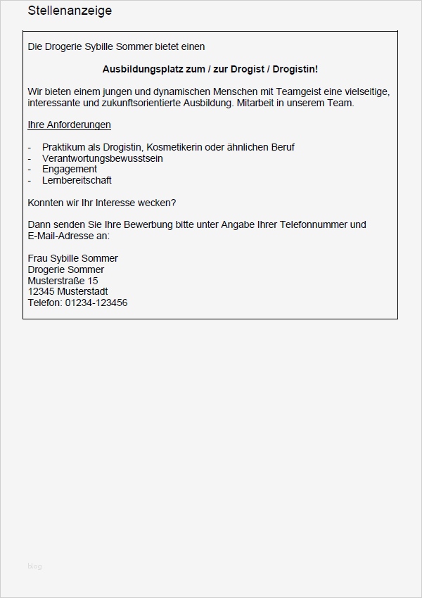 Bewerbung Ausbildung Drogistin Vorlage Gut Download Musterbewerbung Als Drogist In sofort Download