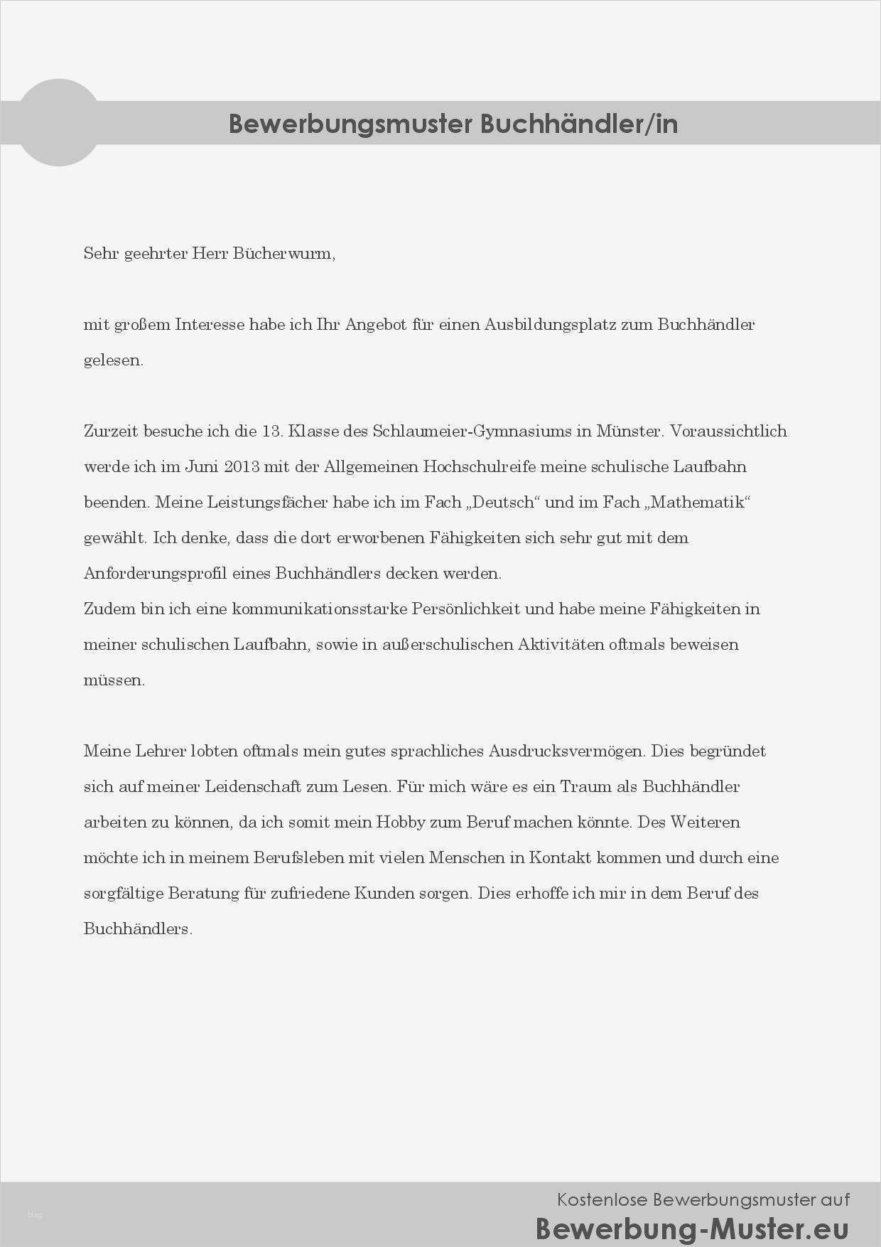 Bewerbung Ausbildung Einzelhandelskaufmann Vorlage Süß Kostenlose Bewerbungsvorlage Für Ausbildung Buchhändler