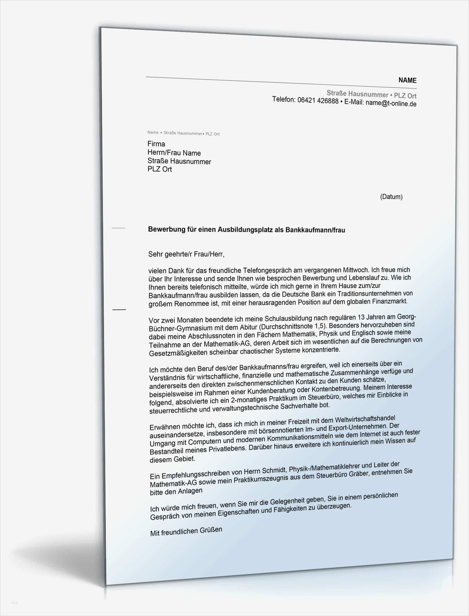 Bewerbung Ausbildungsplatz Vorlage Schönste Anschreiben Bewerbung Ausbildungsplatz Abiturient