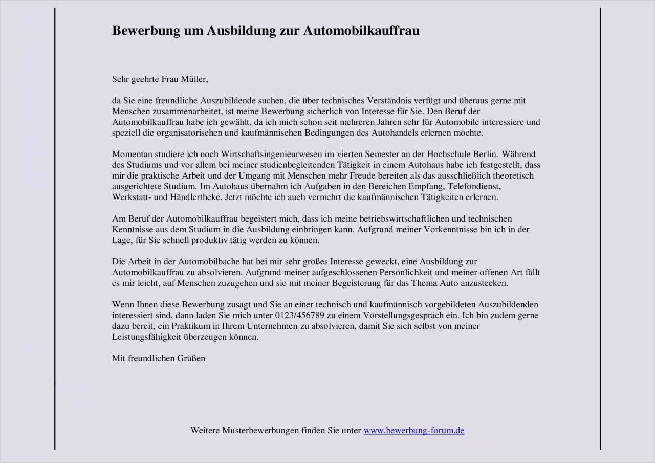 Bewerbung Bankkaufmann Ausbildung Vorlage Inspiration Automobilkauffrau Bewerbungsmuster Um Ausbildungsplatz