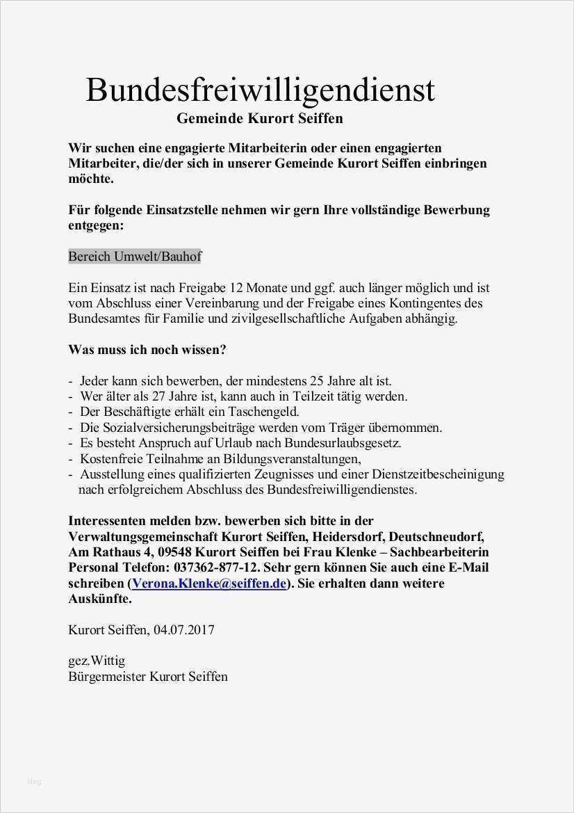 Bewerbung Bundesfreiwilligendienst Vorlage Gut Bundesfreiwilligen Nst Kurort Seiffen