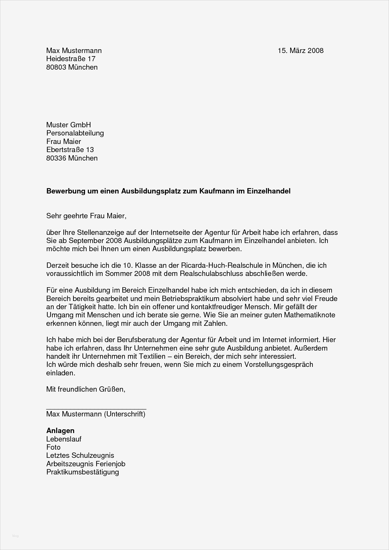 Bewerbung Einzelhandelskaufmann Vorlage Wunderbar Bewerbung Für Einen Ferienjob Muster Zeugnis Lebenslauf